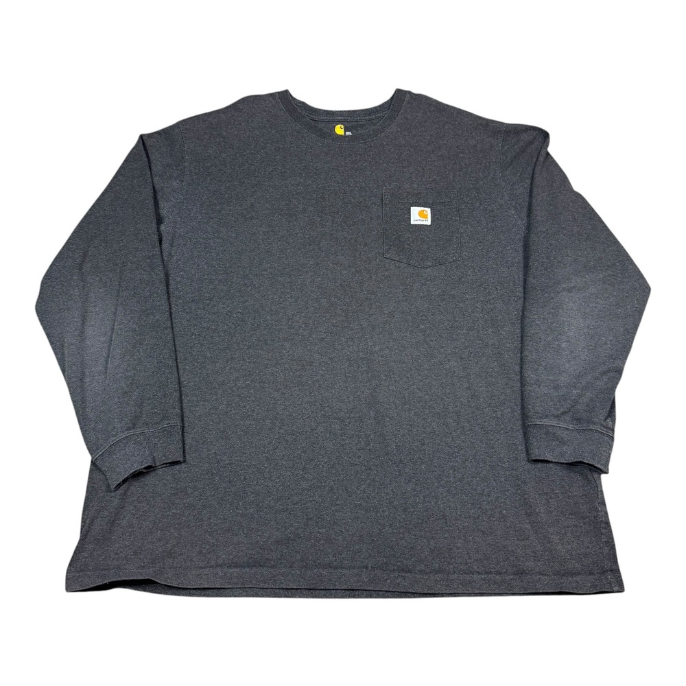 Carhartt K126 CRH Gray Pocket Logo Workwear Long Sleeve Shirt Men's 2XL FLAW